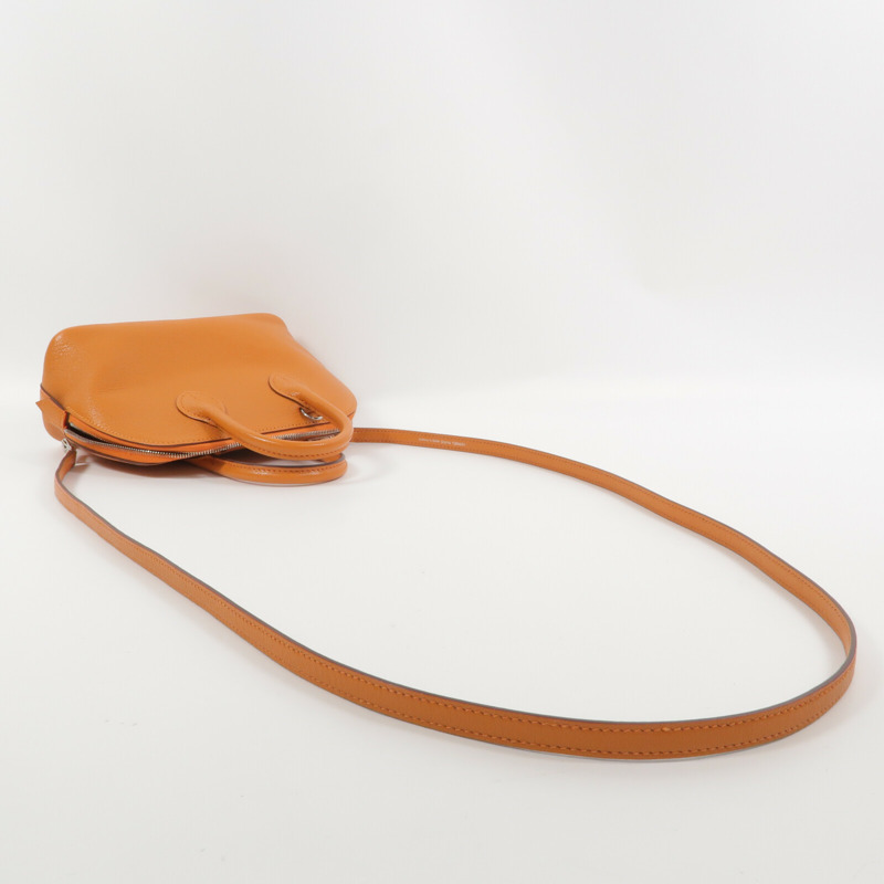 HERMES Chevre皮革Mini Bolide手挽肩背兩用袋Orange-8