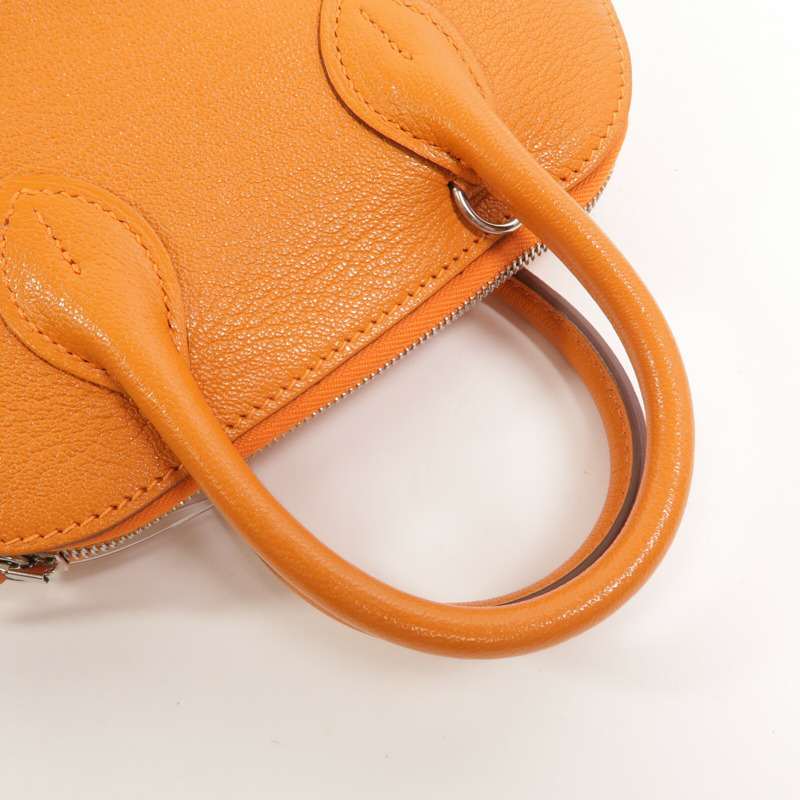 HERMES Chevre皮革Mini Bolide手挽肩背兩用袋Orange-9