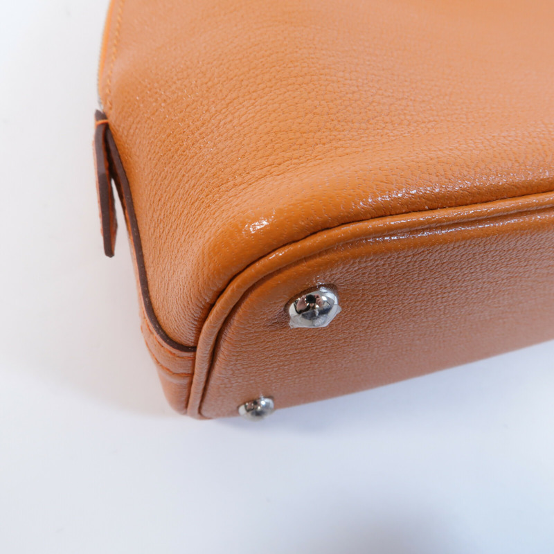HERMES Chevre皮革Mini Bolide手挽肩背兩用袋Orange-11