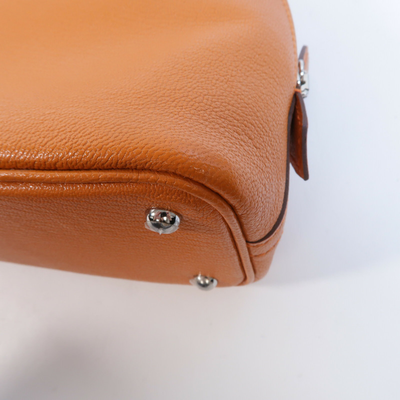 HERMES Chevre皮革Mini Bolide手挽肩背兩用袋Orange-12