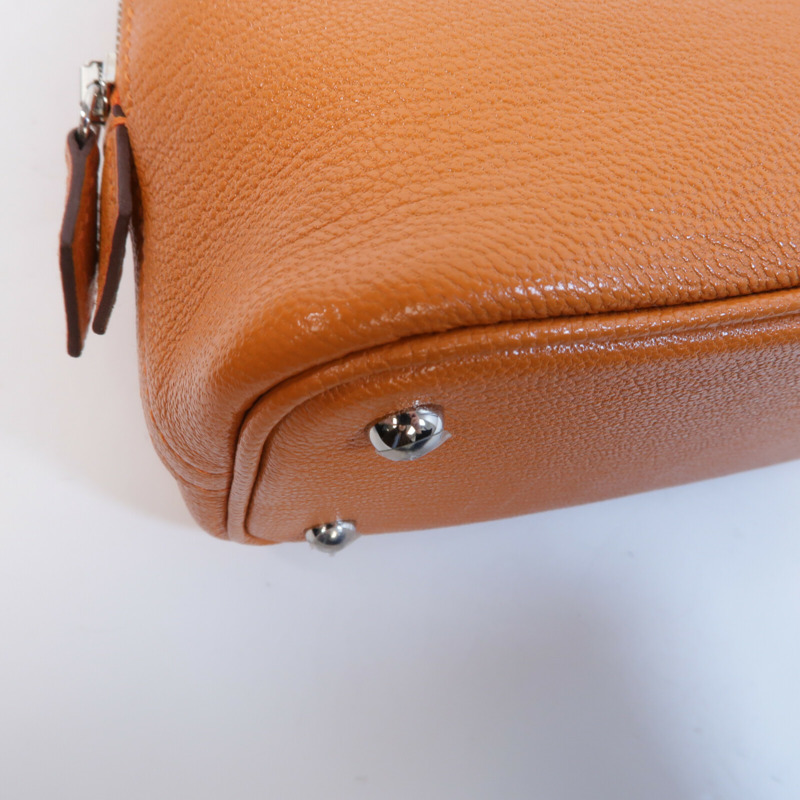 HERMES Chevre皮革Mini Bolide手挽肩背兩用袋Orange-13
