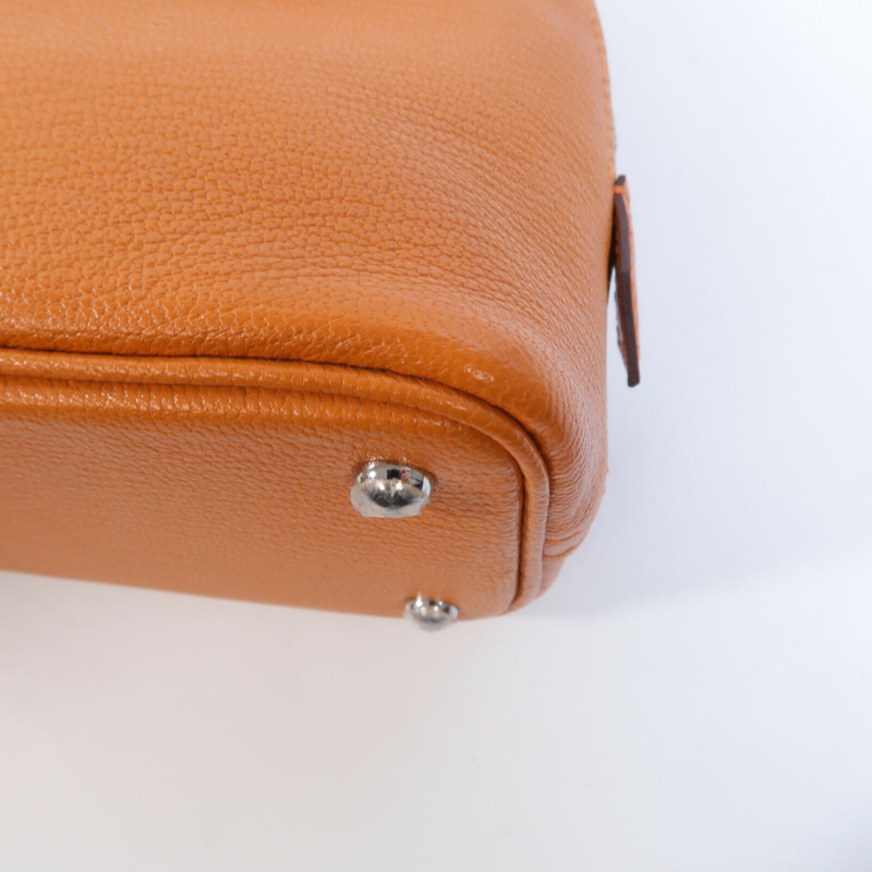 HERMES Chevre皮革Mini Bolide手挽肩背兩用袋Orange-14