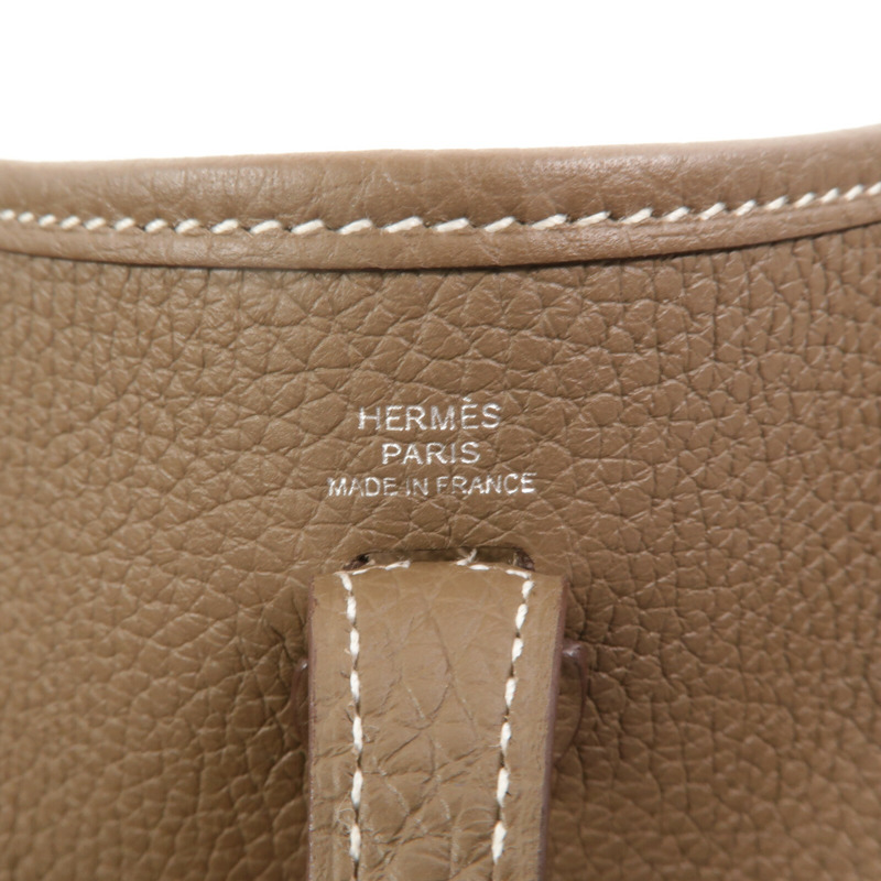 HERMES Clemence皮革Evelyne TPM肩背袋Etoupe-5