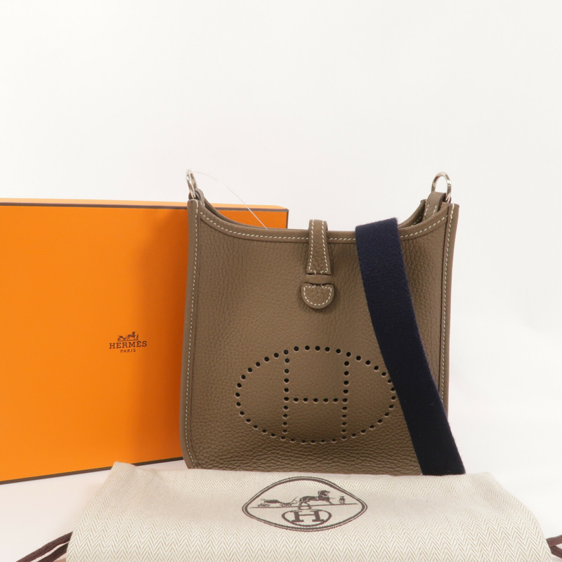 HERMES Clemence皮革Evelyne TPM肩背袋Etoupe-8
