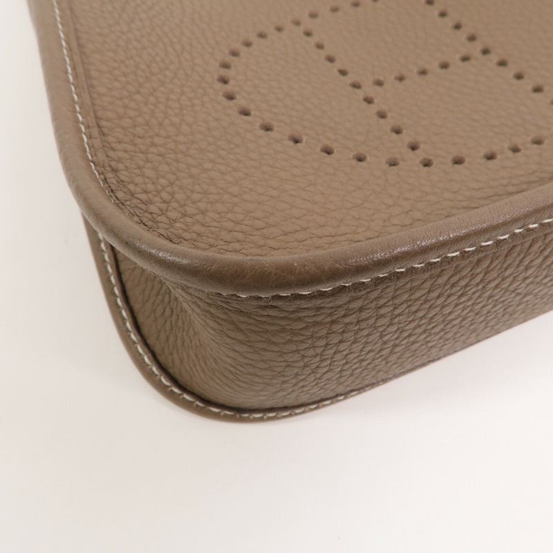 HERMES Clemence皮革Evelyne TPM肩背袋Etoupe-9