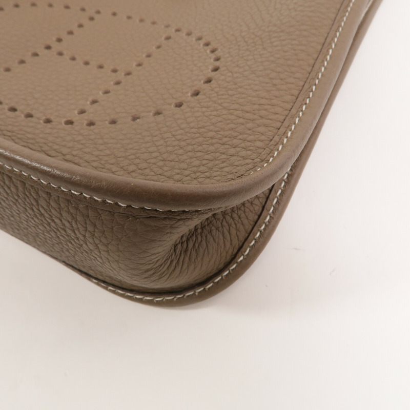 HERMES Clemence皮革Evelyne TPM肩背袋Etoupe-10
