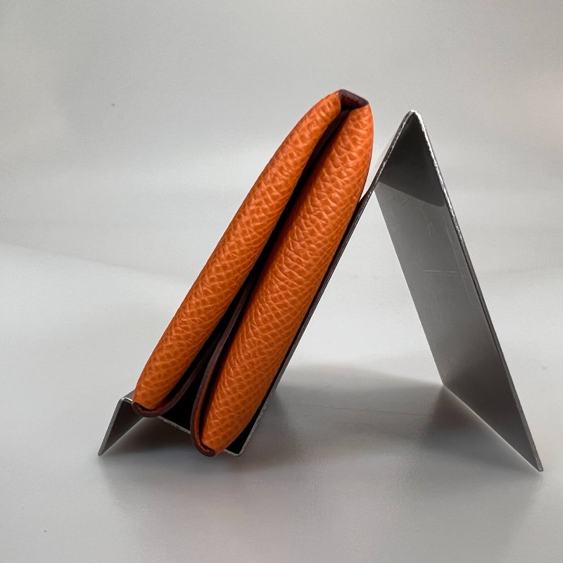 HERMES U刻 愛馬仕橘CALVI DUO卡包-4