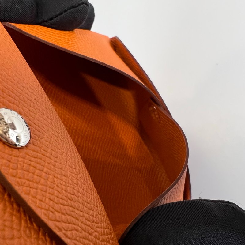 HERMES U刻 愛馬仕橘CALVI DUO卡包-6