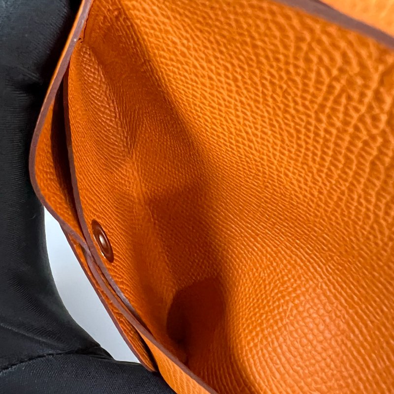 HERMES U刻 愛馬仕橘CALVI DUO卡包-8