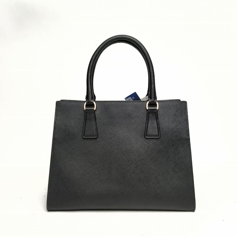 PRADA 黑色牛皮黑金logo標手提包肩背包-2