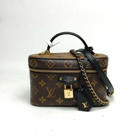 LOUIS VUITTON Vanity化妝包ChainPouch老花PVC金扣晶片肩背包