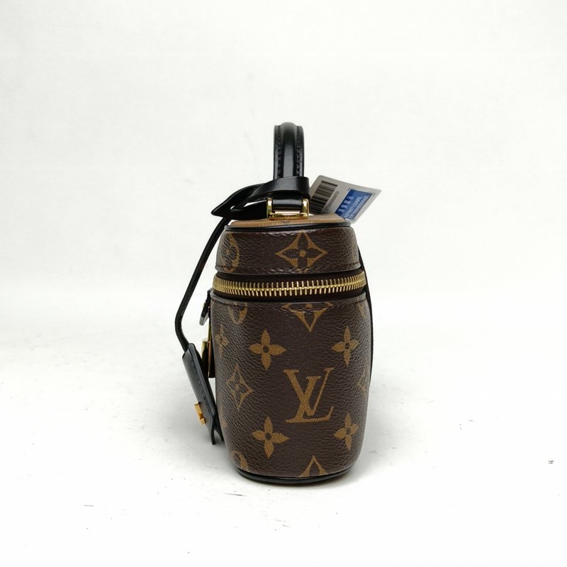 LOUIS VUITTON Vanity化妝包ChainPouch老花PVC金扣晶片肩背包-1