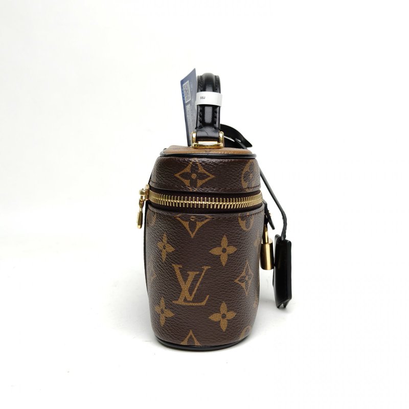LOUIS VUITTON Vanity化妝包ChainPouch老花PVC金扣晶片肩背包-3