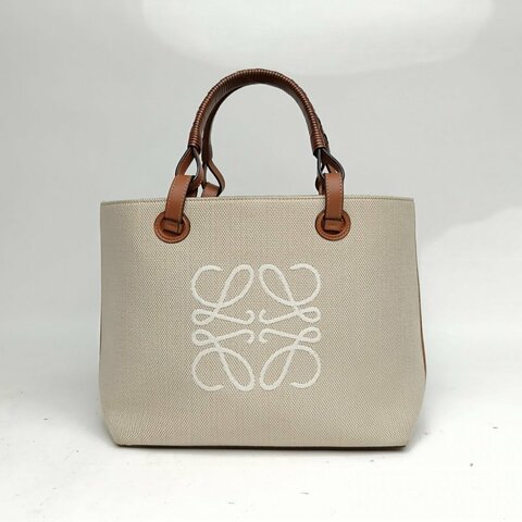 LOEWE AnagramTote經典壓花斜挎包小號29米色帆布肩背包