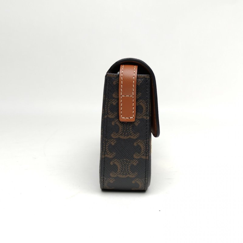 CELINE Triomphe凱旋門金屬鎖扣肩背包老花PVC金扣肩背包-3