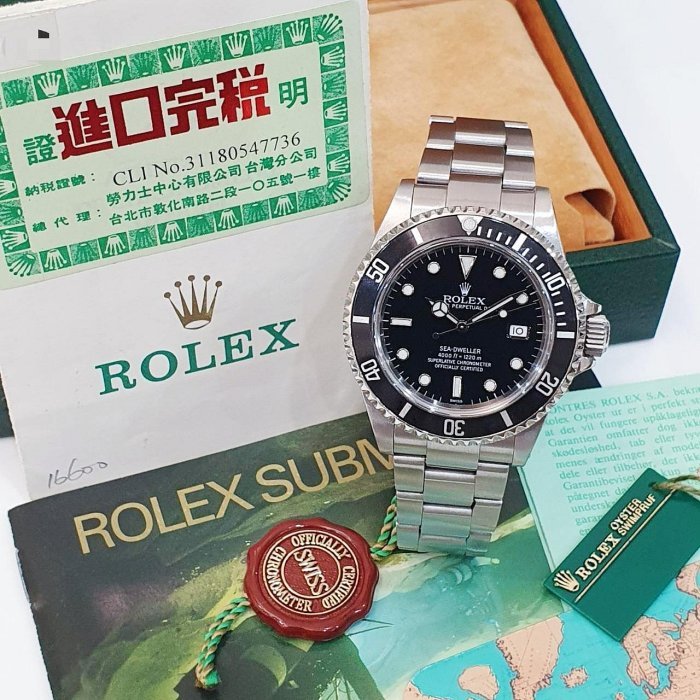 【大眾名錶】ROLEX勞力士 16600 Sea-Dweller 鋁圈海使 單Swiss面盤 A字頭 原廠全配件 台灣公司貨 B1299-1