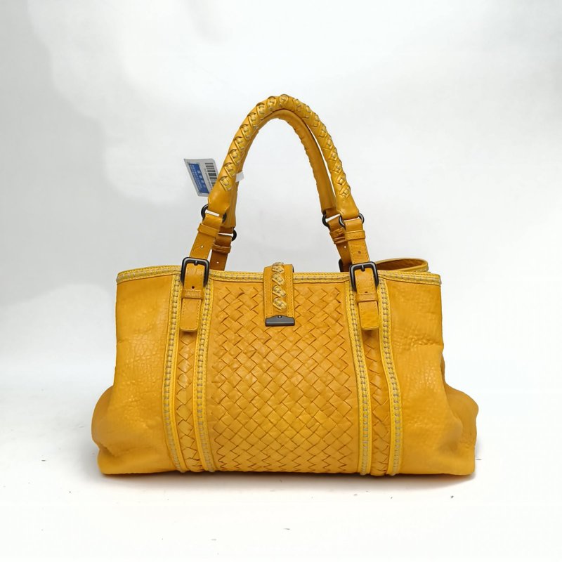 BOTTEGA VENETA 黃色羊皮編織手提包肩背包-2