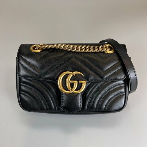 GUCCI 446744  黑Marmont掀蓋包 22CM