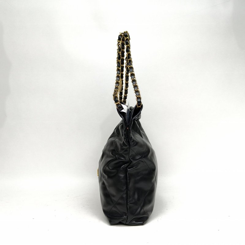 CHANEL 22BagTote托特包小號黑色牛皮晶片金扣肩背包-1