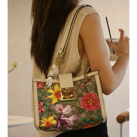 Gucci padlock印花花卉肩背包 正品 99新