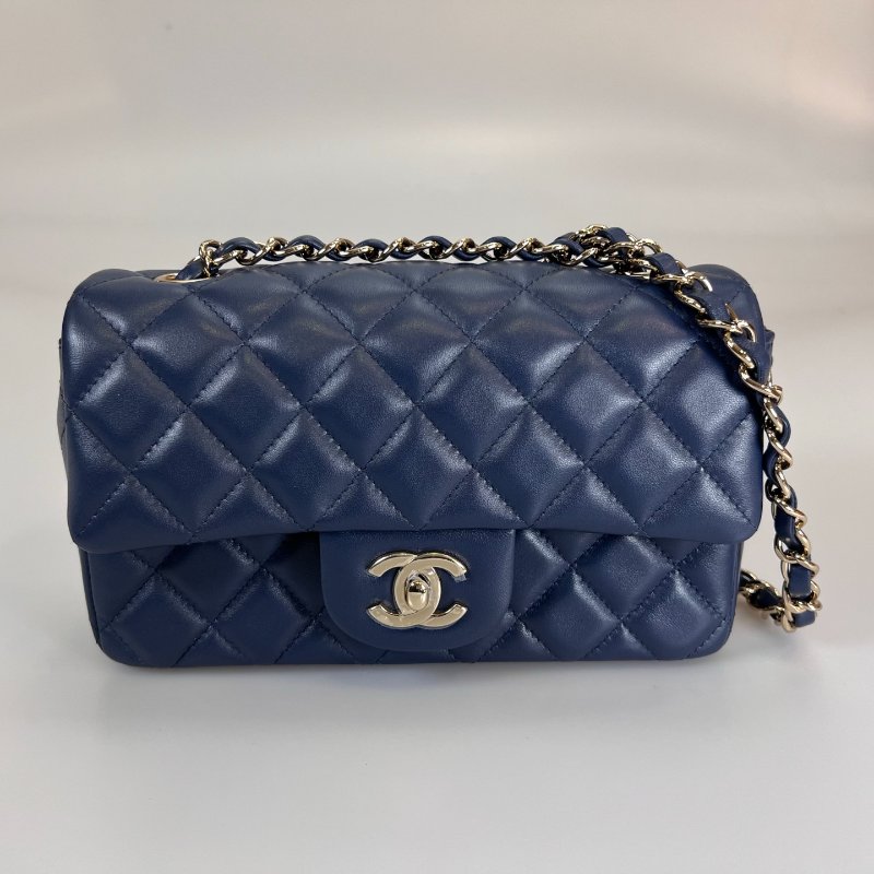 全新品 CHANEL CF20羊皮深藍 A69900/晶片款-0