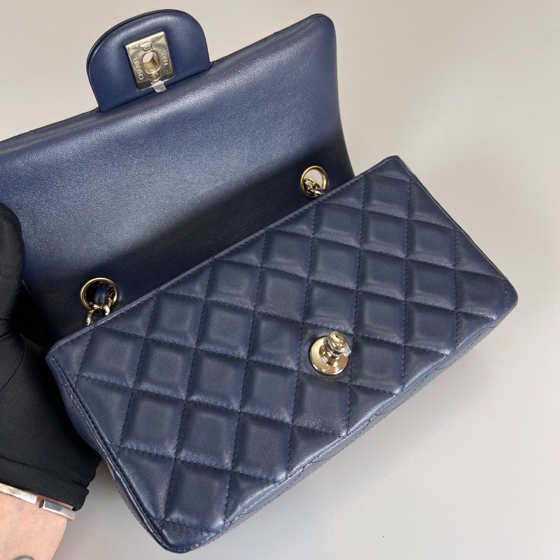 全新品 CHANEL CF20羊皮深藍 A69900/晶片款-4