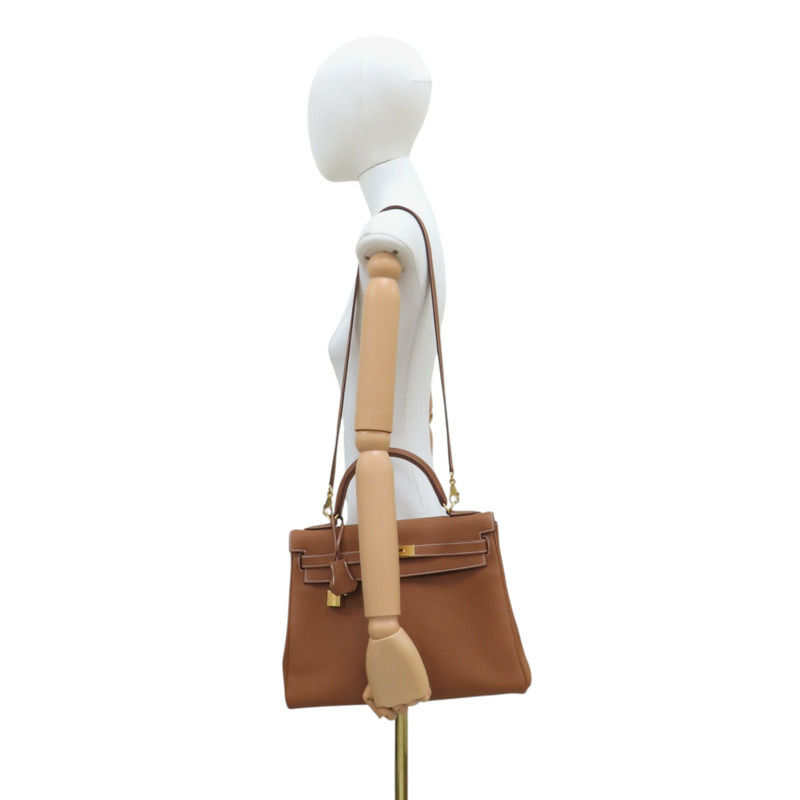 金棕色 Togo牛革 Kelly 32 凱莉包 兩用包 A刻 金扣【HERMES 愛馬仕】-5