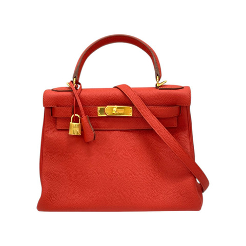 法拉利紅 Togo牛皮 Kelly 28 凱莉包 手提包 □Q刻 金扣【HERMES 愛馬仕】