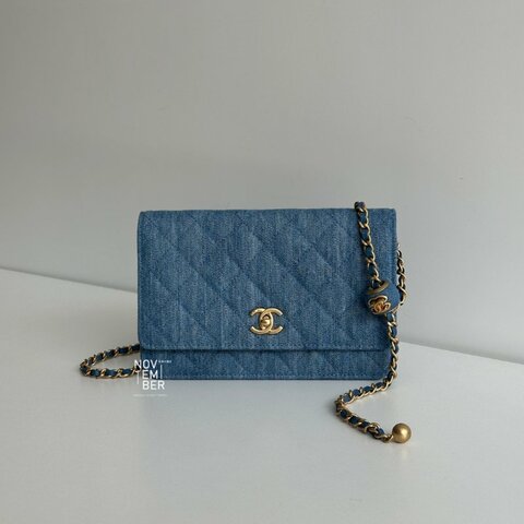 全新💙 全配有購證🙌🏻 Chanel 香奈兒 金球WOC 牛仔金釦