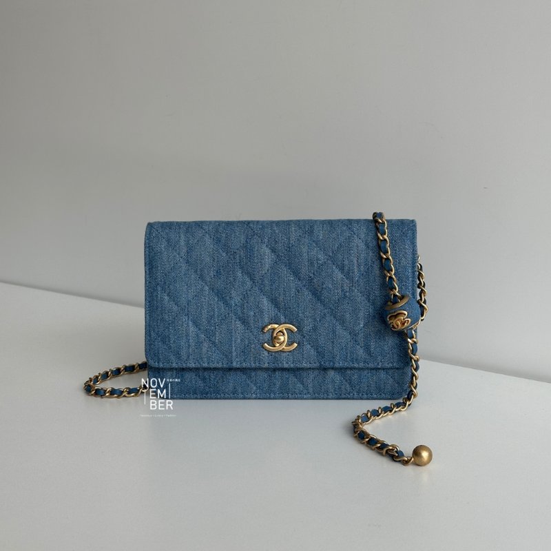 全新💙 全配有購證🙌🏻 Chanel 香奈兒 金球WOC 牛仔金釦-0
