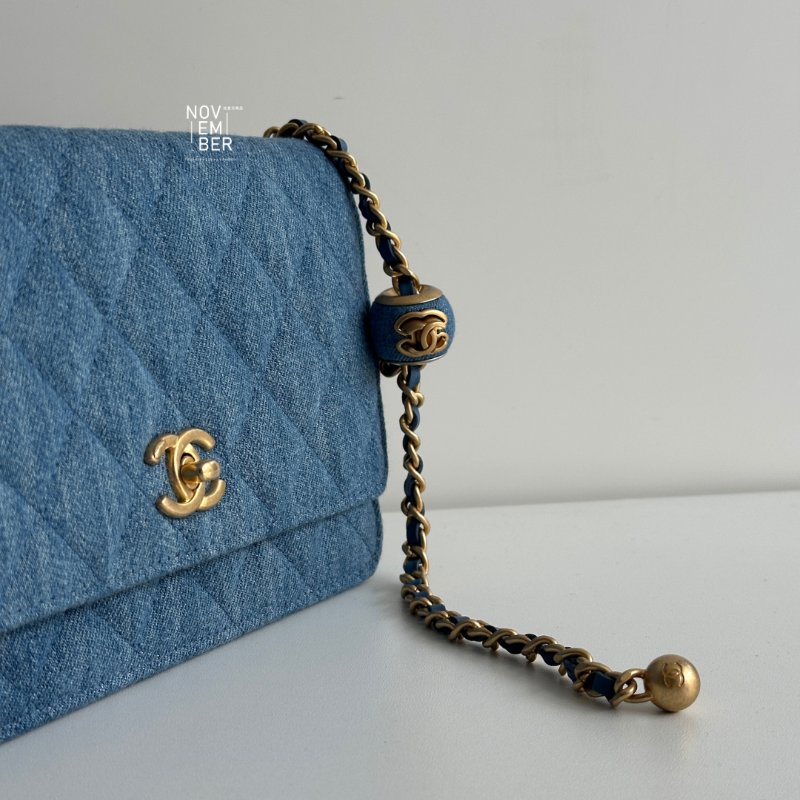 全新💙 全配有購證🙌🏻 Chanel 香奈兒 金球WOC 牛仔金釦-3