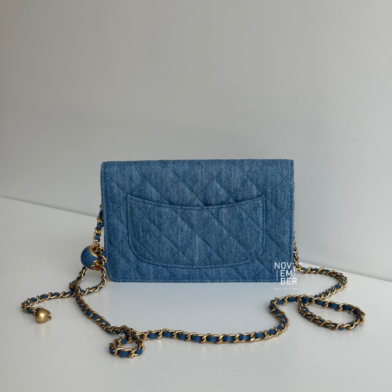 全新💙 全配有購證🙌🏻 Chanel 香奈兒 金球WOC 牛仔金釦-5