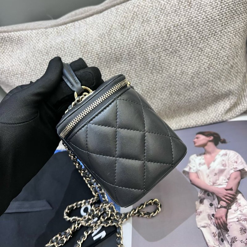 芯片款 香奈兒/Chanel 深灰色羊皮Trendy cc化粧長盒子包-2