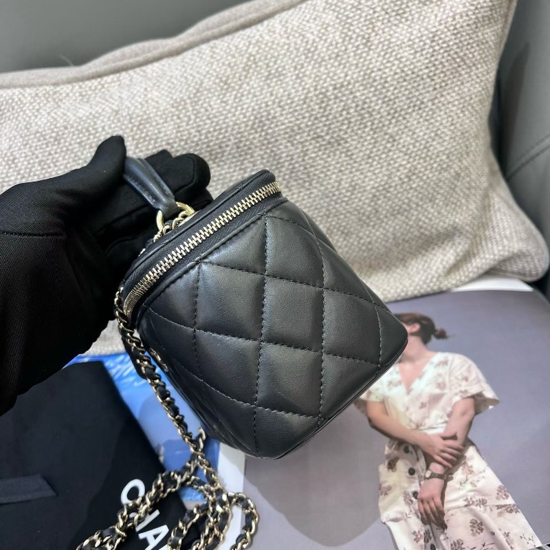 芯片款 香奈兒/Chanel 深灰色羊皮Trendy cc化粧長盒子包-3
