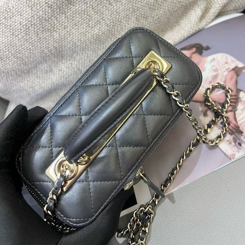 芯片款 香奈兒/Chanel 深灰色羊皮Trendy cc化粧長盒子包-4