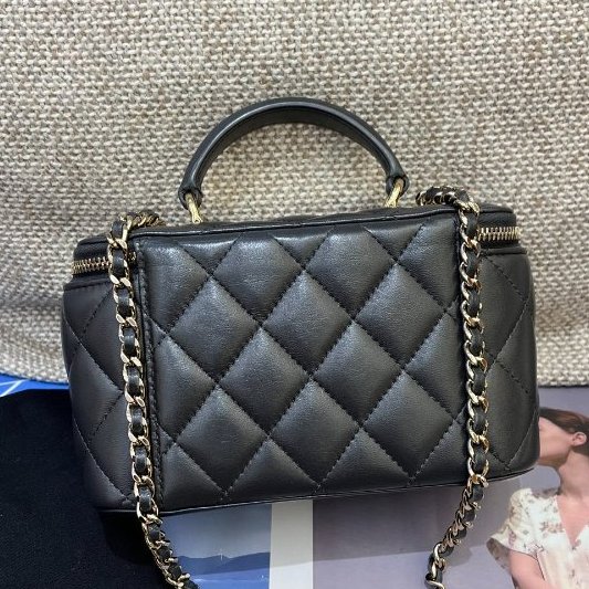 芯片款 香奈兒/Chanel 深灰色羊皮Trendy cc化粧長盒子包-6
