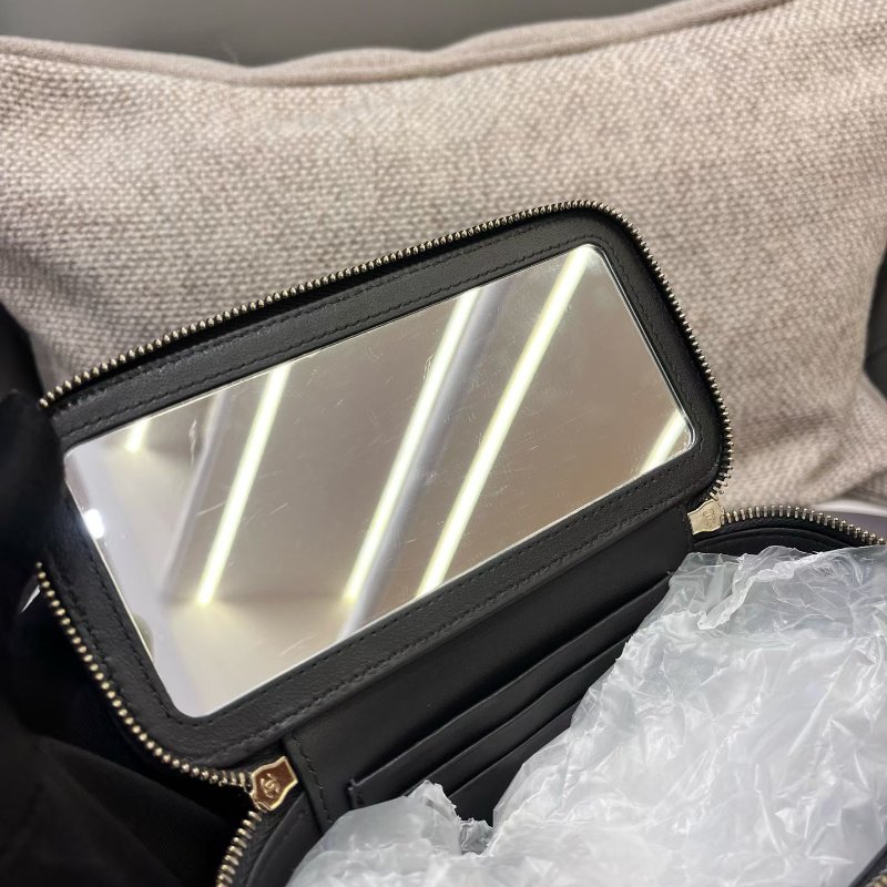 芯片款 香奈兒/Chanel 深灰色羊皮Trendy cc化粧長盒子包-7