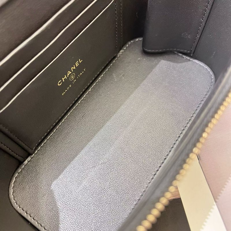 芯片款 香奈兒/Chanel 深灰色羊皮Trendy cc化粧長盒子包-8