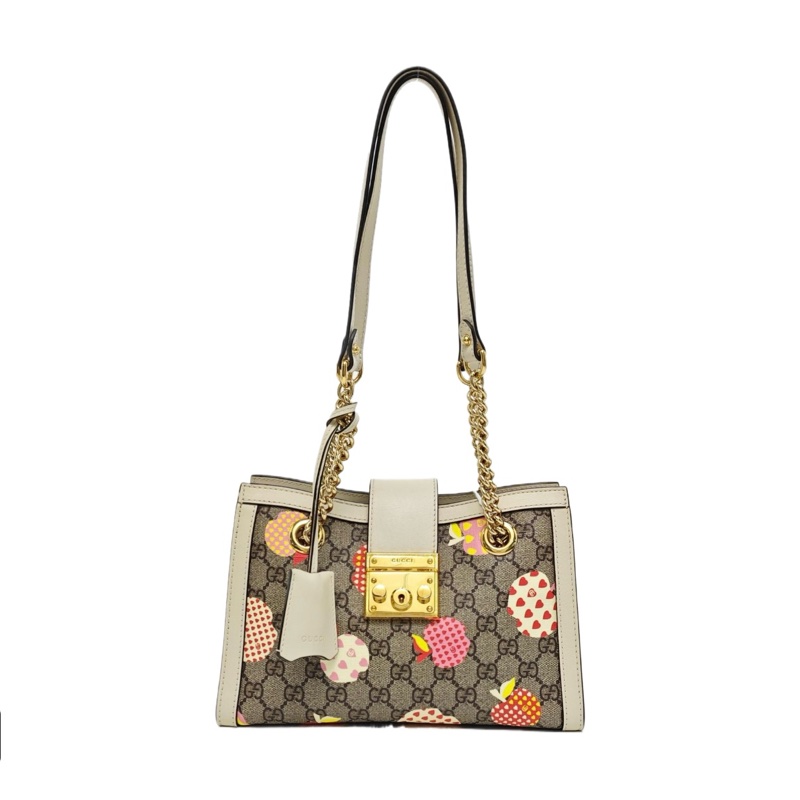 ✨GUCCI Padlock 小号 多色涂层帆布肩背包 金扣 99新❤️-1