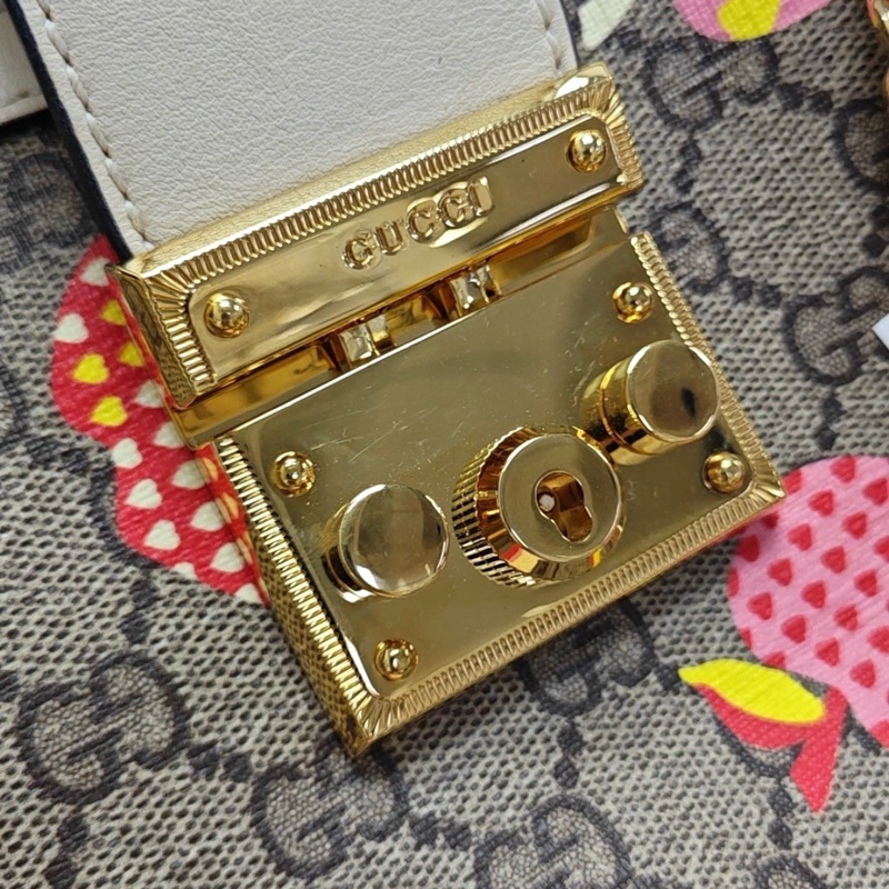 ✨GUCCI Padlock 小号 多色涂层帆布肩背包 金扣 99新❤️-7
