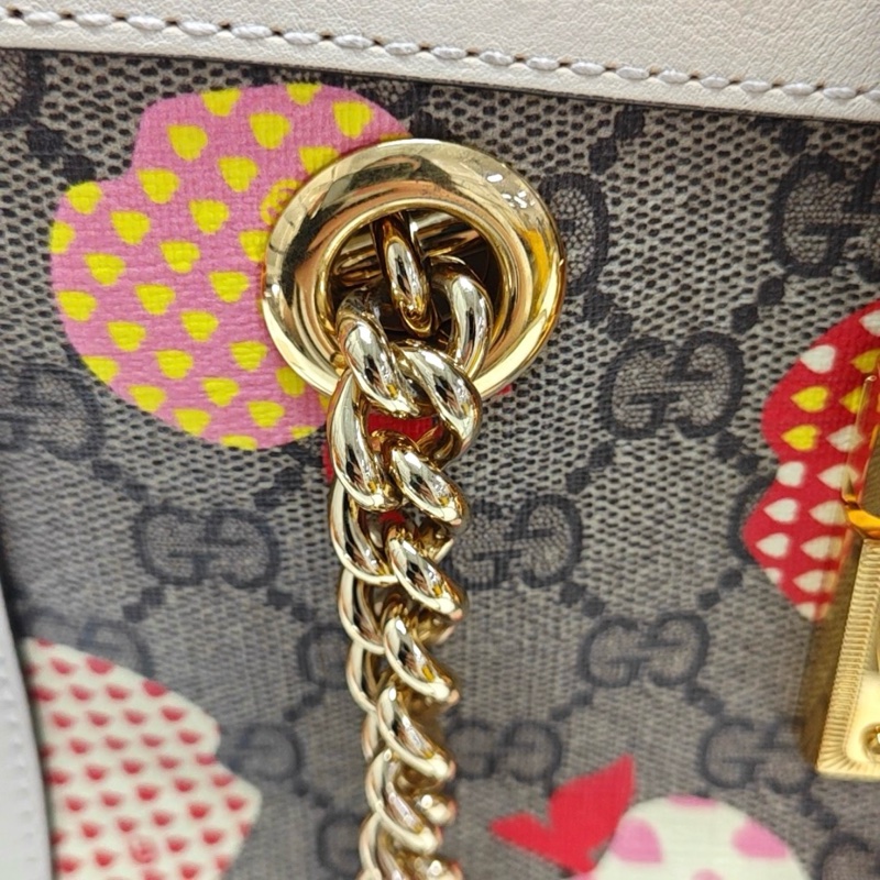 ✨GUCCI Padlock 小号 多色涂层帆布肩背包 金扣 99新❤️-8