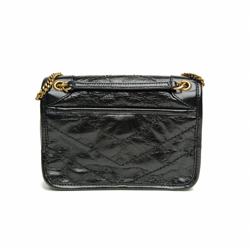 SAINT LAURENT 黑色牛皮金扣NikiMini18黑金肩背包-2