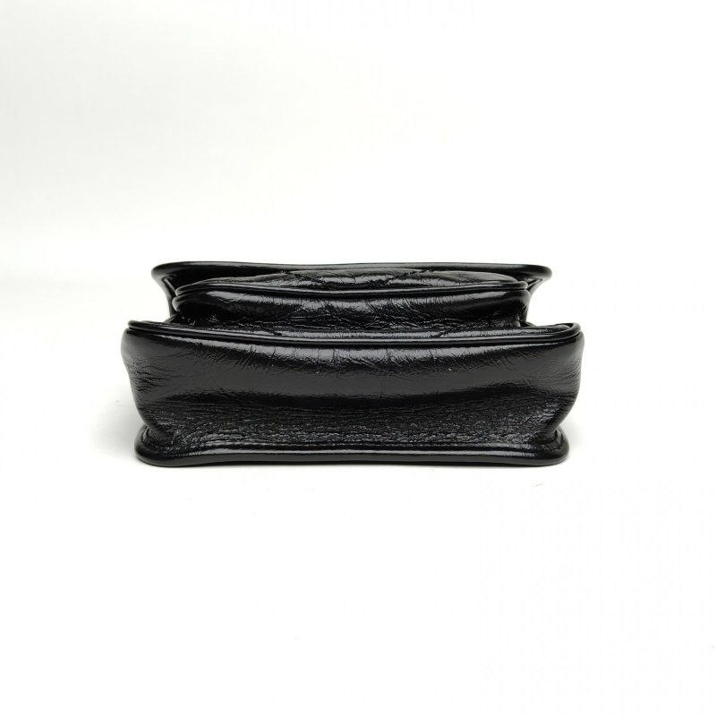 SAINT LAURENT 黑色牛皮金扣NikiMini18黑金肩背包-4