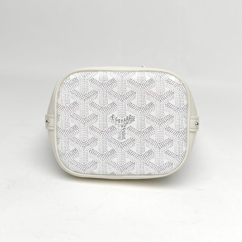 GOYARD PetitFlot系列滿印Y字印花水桶包白色銀扣肩背包-4