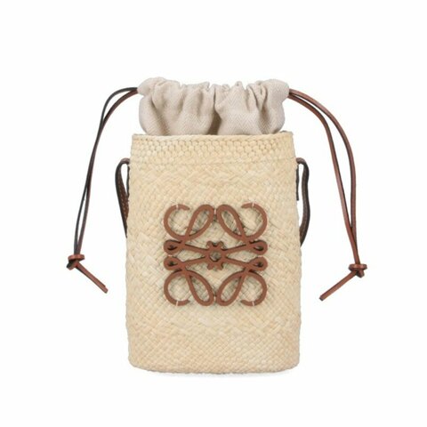 【LOEWE 羅威】Square Pocket 伊拉卡棕櫚葉 方形手拿包 肩背包 手機包 自然色 棕色 C630G35X05