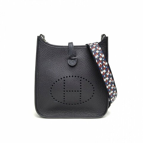 HERMES EvelyneMini16軟呢色TC皮B刻銀扣肩背包