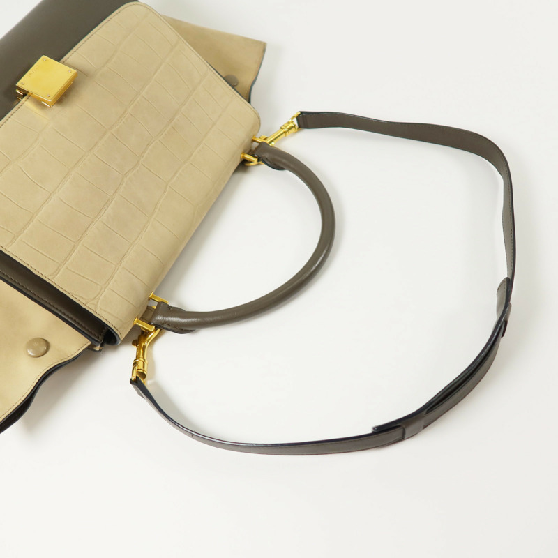 CELINE 牛皮皮革Trapeze金扣手挽肩背兩用袋-7
