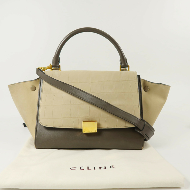 CELINE 牛皮皮革Trapeze金扣手挽肩背兩用袋-9