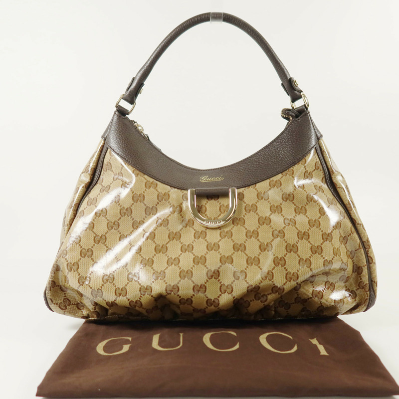 GUCCI 塗層帆布Shoulder Bag金扣肩背袋-9