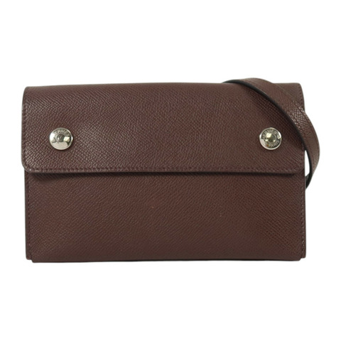 HERMES Epsom Hermesnap Wallet銀扣肩背袋Rouge Sellier